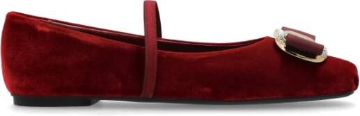 Salvatore Ferragamo Velvet ballerina's Zina Red Dames