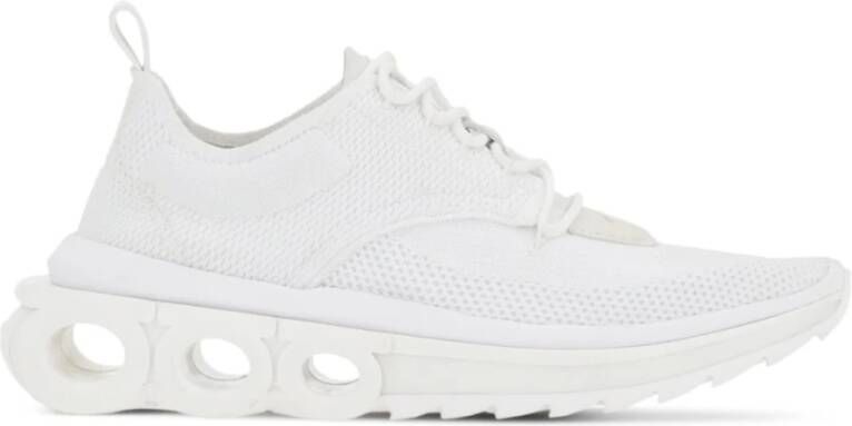 Salvatore Ferragamo Witte technische gebreide sneakers met suède en nubuck details White Dames