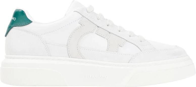 Salvatore Ferragamo Witte Suède Leren Sneakers Ss24 White Heren