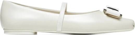 Salvatore Ferragamo Zina Ivory Ballet Flats Beige Dames