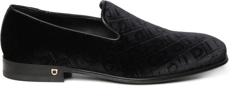 Salvatore Ferragamo Zwarte fluwelen loafers lage hak Italië Black Heren