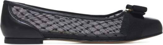 Salvatore Ferragamo Zwarte Instap Platte Schoenen met Strik Black Dames