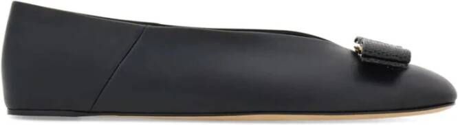 Salvatore Ferragamo Zwarte leren ballerina flats Black Dames