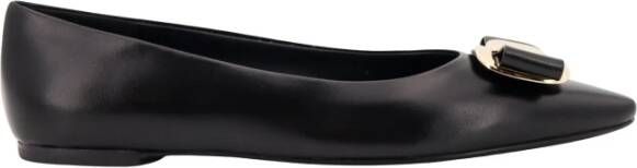 Salvatore Ferragamo Zwarte Leren Ballerina Schoenen Black Dames