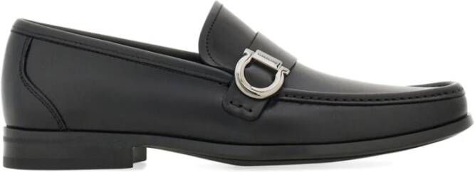 Salvatore Ferragamo Zwarte Leren Band Loafers Black Heren