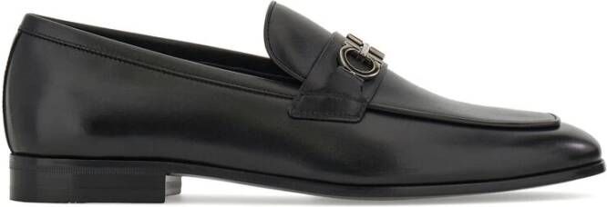 Salvatore Ferragamo Zwarte leren instappers met Gancini gesp Black Heren