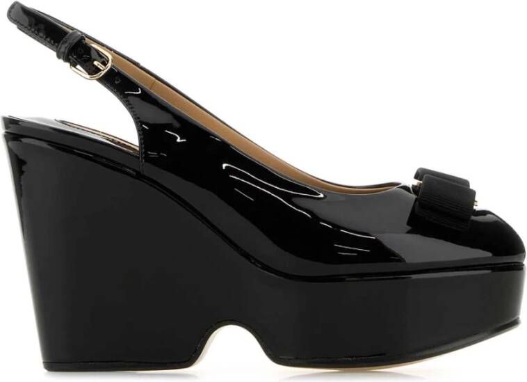 Salvatore Ferragamo Zwarte leren Lally sleehakken Black Dames