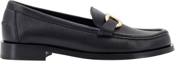 Salvatore Ferragamo Zwarte leren loafers met Gancini-detail Black Dames