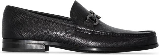 Salvatore Ferragamo Zwarte leren loafers met Gancini-detail Black Heren