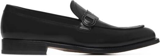 Salvatore Ferragamo Zwarte leren loafers met Gancini-gesp Black Heren