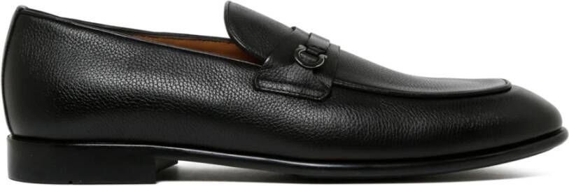 Salvatore Ferragamo Zwarte Leren Loafers Slip On Stijl Black Heren