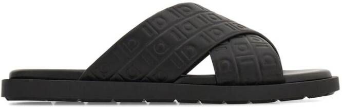 Salvatore Ferragamo Zwarte Leren Monogram Instap Sandalen Black Heren