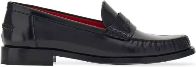 Salvatore Ferragamo Zwarte loafers van kalfsleer met reliëflogo Black Dames