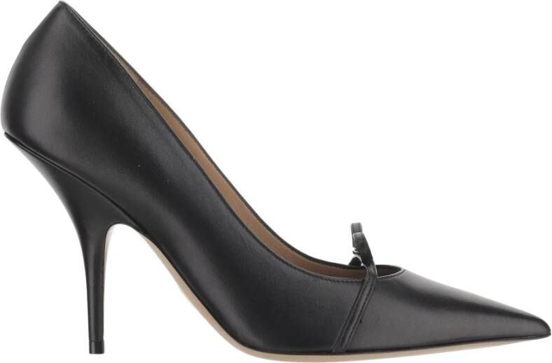 Salvatore Ferragamo Zwarte leren puntige pumps met strik Black Dames