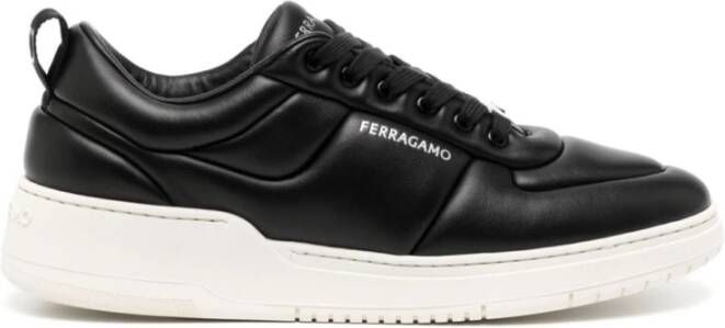 Salvatore Ferragamo Zwarte Leren Sneaker Black Heren