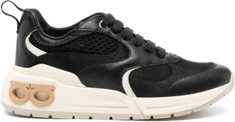 Salvatore Ferragamo Zwarte Leren Sneakers Black Heren