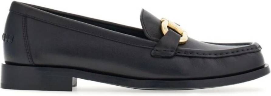 Salvatore Ferragamo Zwarte Mocassin met Gouden Ornament Black Dames