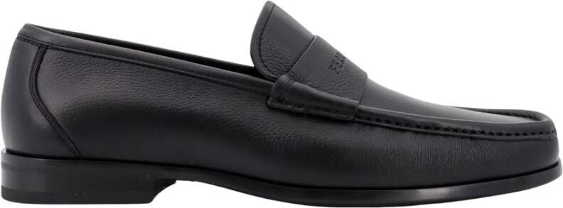 Salvatore Ferragamo Zwarte Loafer Schoenen met Logo Gravure Black Heren