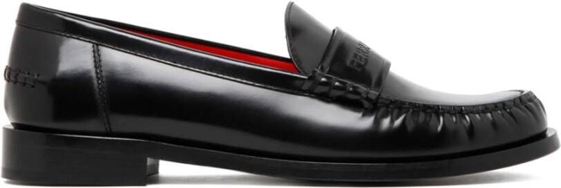 Salvatore Ferragamo Zwarte loafers van kalfsleer met reliëflogo Black Dames