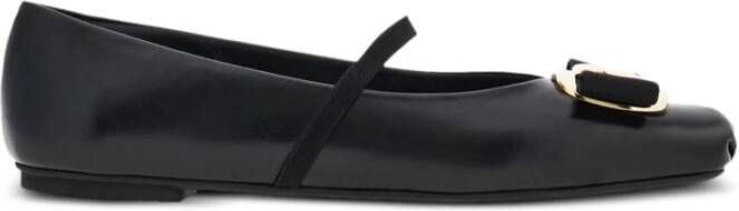 Salvatore Ferragamo Zwarte Platte Ballerina Schoenen Black Dames