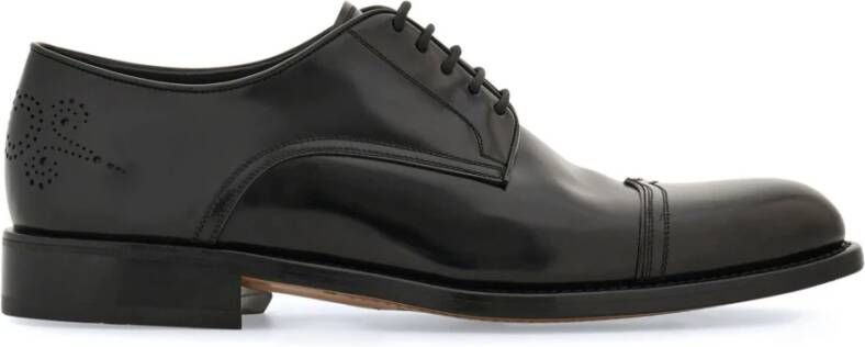 Salvatore Ferragamo Zwarte platte Derby schoenen Black Heren