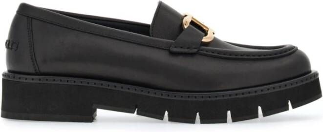 Salvatore Ferragamo Zwarte platte schoenen met Gancini gesp Black Dames