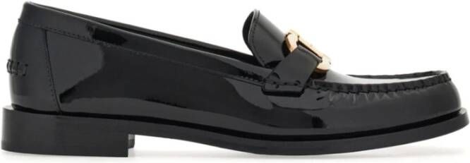 Salvatore Ferragamo Zwarte platte schoenen met Gancini gesp Black Dames