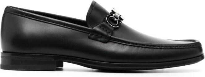 Salvatore Ferragamo Zwarte platte schoenen met paardenbit detail Black Heren