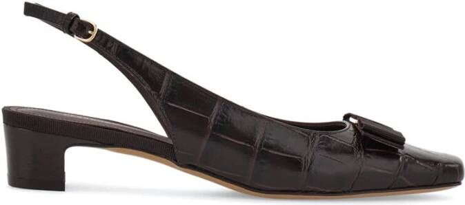 Salvatore Ferragamo Zwarte Slingback Schoenen met Strikdetails Brown Dames