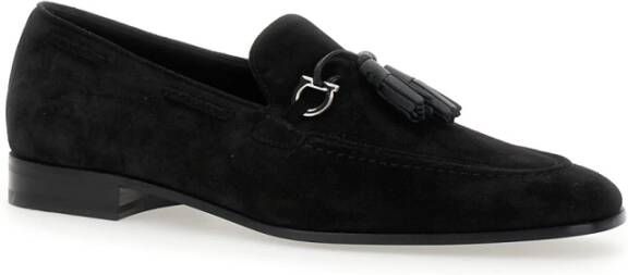 Salvatore Ferragamo Zwarte Suède Loafers met Gancini Detail Black Heren