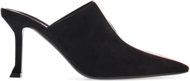 Salvatore Ferragamo Zwarte Suède Muiltje met Streepdetail Black Dames