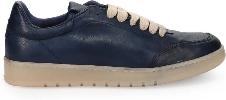 Sangiorgio Blauwe Casual Leren Sneakers Blue Heren