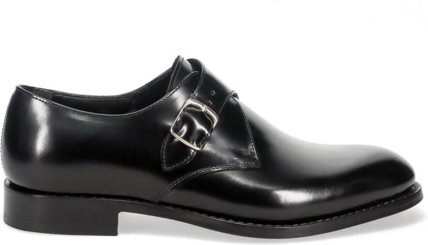 Sangiorgio Elegante Zwarte Monk Strap Schoenen Black Heren