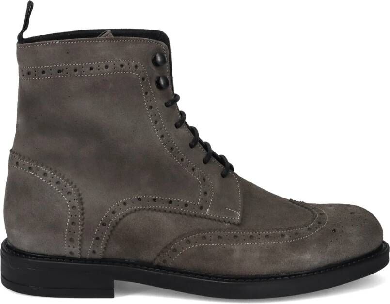 Sangiorgio Grijze Veterschoenen met Neusdetail Gray Heren