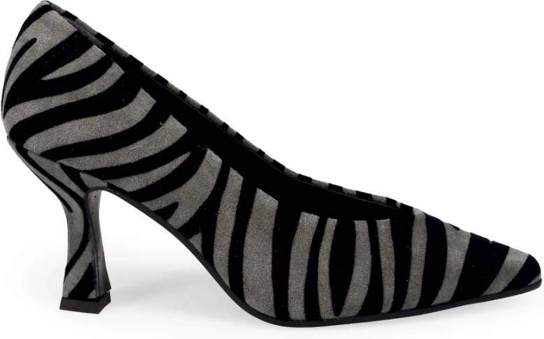 Sangiorgio Zebra Print Suède Pumps Grijze Hak Gray Dames