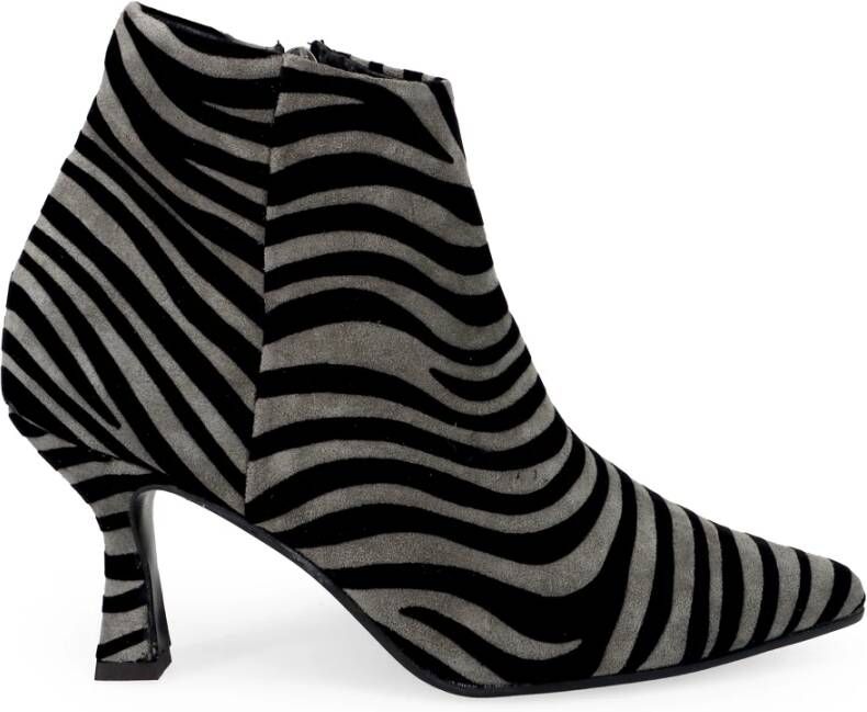 Sangiorgio Zebra Suède Enkellaarzen Grijs Gray Dames