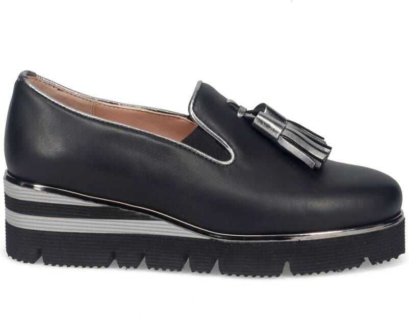 Sangiorgio Zwarte Leren Slip-On Sneakers Black Dames