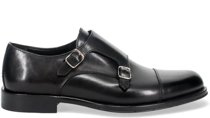 Sangiorgio Zwarte Monk Strap Leren Schoenen Black Heren