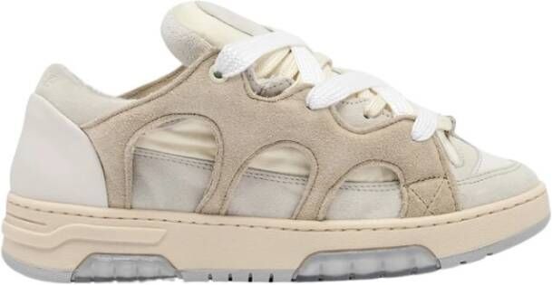 Santha Stijlvolle witte sneakers met mesh en suède Beige Dames