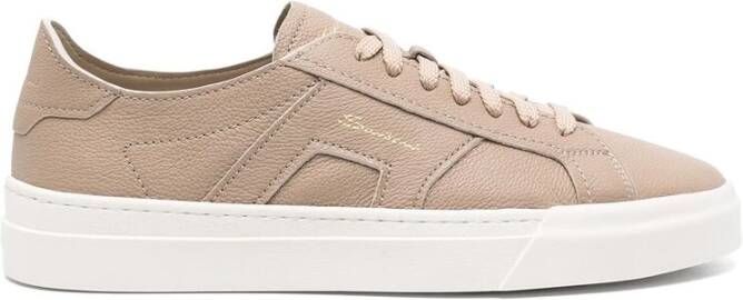 Santoni Beige Leren Panel Sneaker Beige Heren