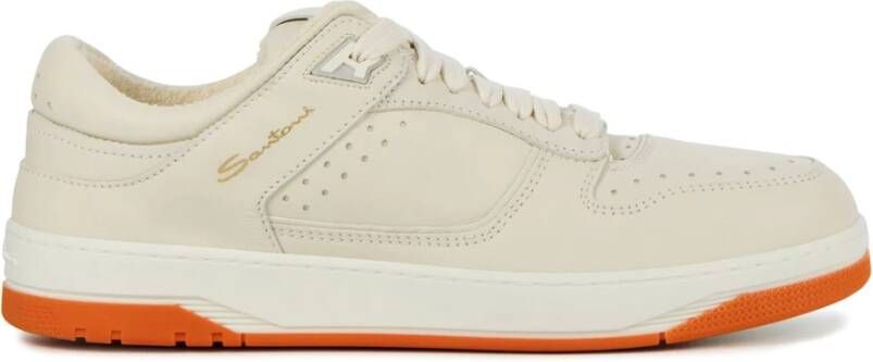 SANTONI Lage Sneakers Heren 21896 Maat: 39 5 Materiaal: Leer Kleur: Beige