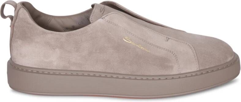 SANTONI Lage Sneakers Heren 21995 Maat: 43 Materiaal: Suède Kleur: Taupe