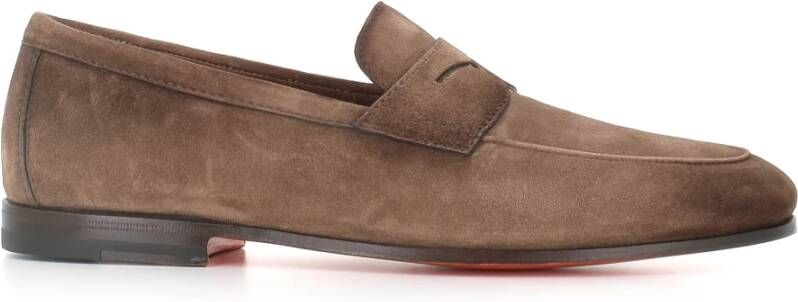 Santoni Beige Suède Loafer Goodyear Constructie Beige Heren