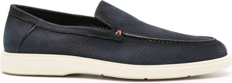 Santoni Blauwe Casual Gesloten Loafers Blue Heren