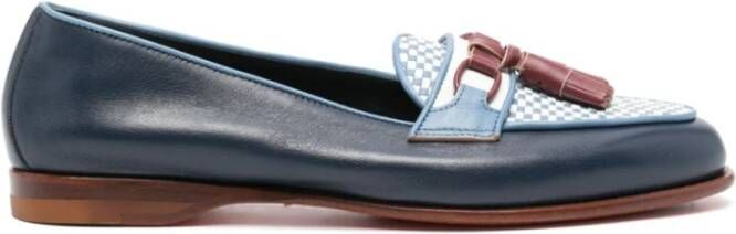 Santoni Blauwe Gevlochten Kwast Loafers Blue Dames