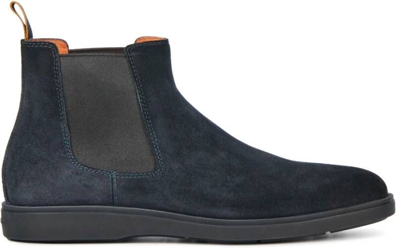 Santoni Blauw Leren Herenlaarzen 18588 Blue Heren