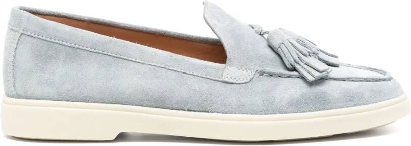 Santoni Blauwe Leren Loafers Casual Flats Blue Dames