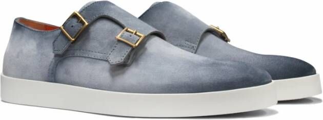 Santoni Blauwe Leren Loafers Ss23 Collectie Blue Heren