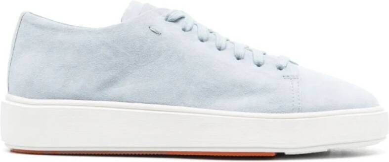 Santoni Blauwe Leren Sneakers met Logo Detail Blue Dames