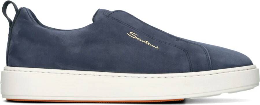 SANTONI Lage Sneakers Heren 21995 Clean Icon Maat: 42 Materiaal: Suède Kleur: Blauw